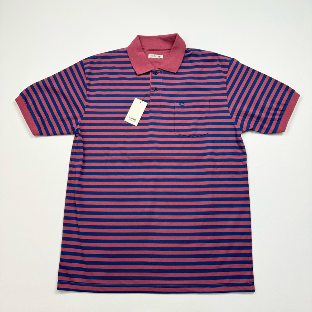 NEW! Men’s Cole Short Sleeve Striped Collared Polo Shirt Size Large W/Tags